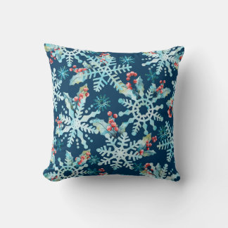 Flocons de neige joyeux holly Coussin