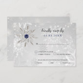 flocons de neige marine argent mariage hiver rsvp (Devant / Derrière)