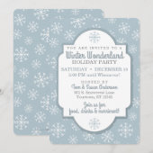 Flocons de Neige Modernes Bleus Invitation (Devant / Derrière)