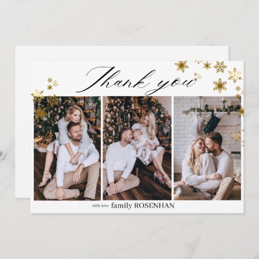 Flocons de neige or élégants 3 Photo Merci pour l (Devant / Derrière)