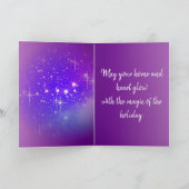 Flocons de neige pourpres - bonnes fêtes carte (Intérieur)