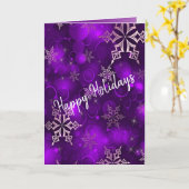 Flocons de neige pourpres - bonnes fêtes carte (Fleur jaune)