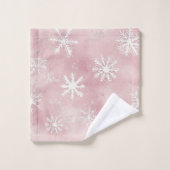 Flocons de neige rose blanc Noël (Gant de toilette)