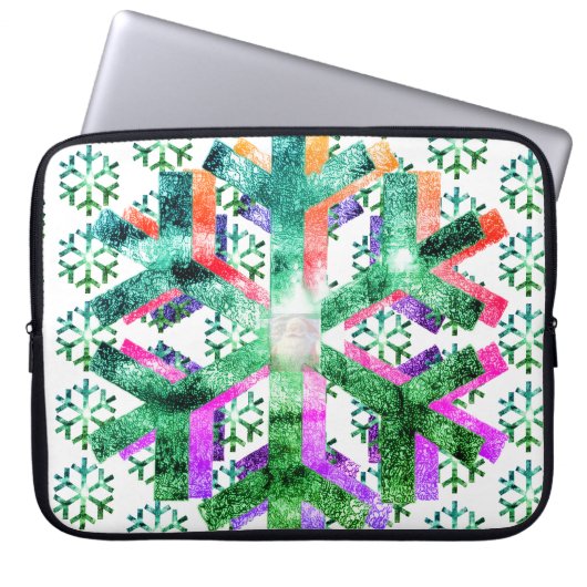 Flocons de neige rose, violet et vert sur un sac d (Devant)