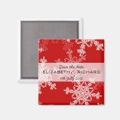 Flocons de neige rouges Magnet de Noël (Recto/Verso)