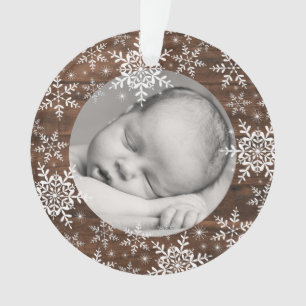 Flocons de neige rustiques Premier Noël de bébé