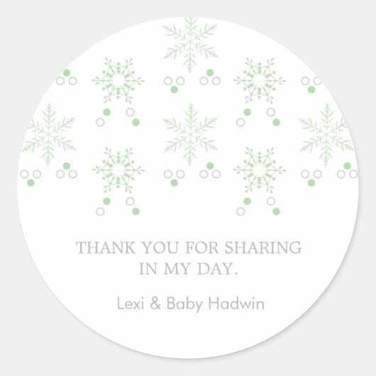 Flocons de neige | Sticker Faveur Baby shower neut (Devant)
