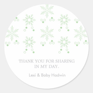 Flocons de neige   Sticker Faveur Baby shower neut