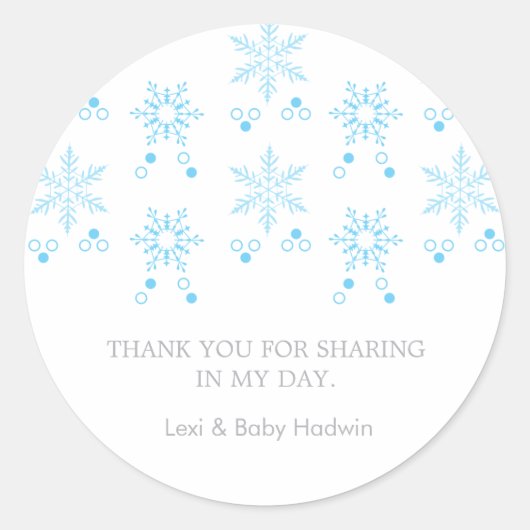 Flocons de neige | Sticker Favour Baby shower garç (Devant)