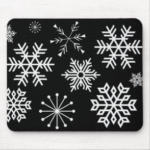 Flocons de neige sur un tapis de souris noir Art V