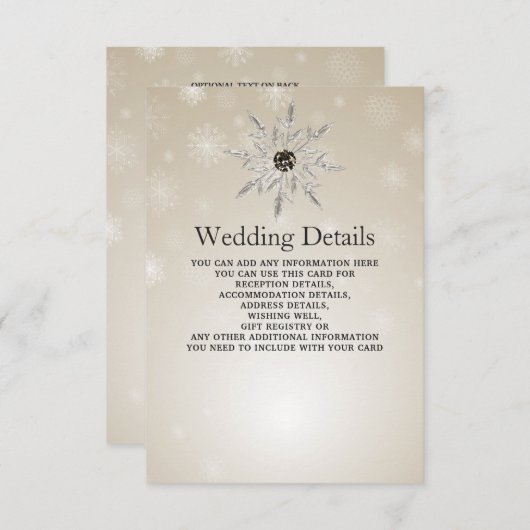 flocons d'or argent hiver Mariage Détails Carte (Devant / Derrière)