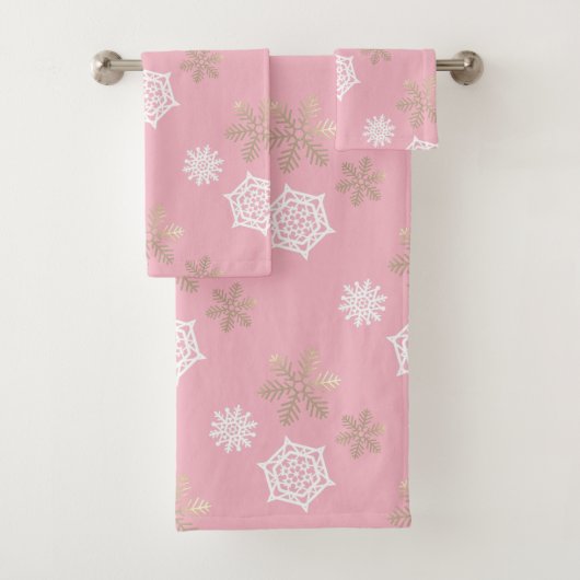 flocons dorés et blancs contre rose pâle (En situation)