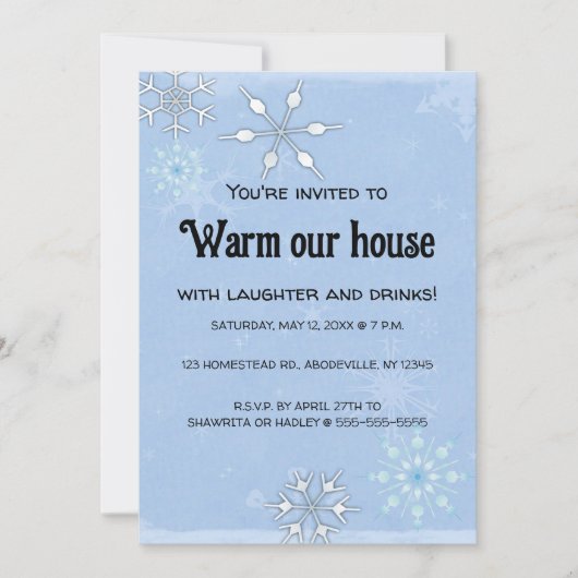 Flocs de neige modifiables Invitation au réchauffe (Devant)