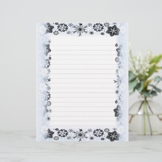 Flocs de neige Papier à écriture encadrée (Debout devant)