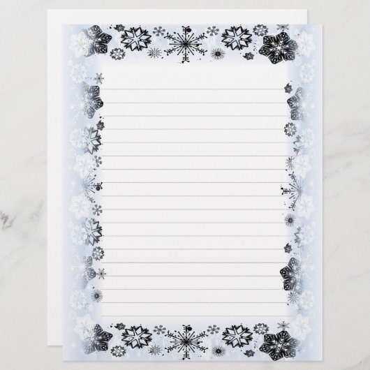 Flocs de neige Papier à écriture encadrée (Devant / Derrière)