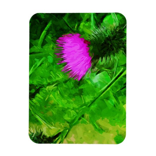 Flodmans Thistle Paarse Wilde Bloem Abstract Magneet (Verticaal)