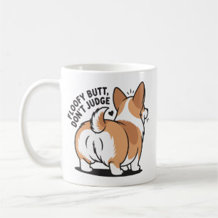 Floofy Kont Don't Judge Corgi Humor Koffiemok