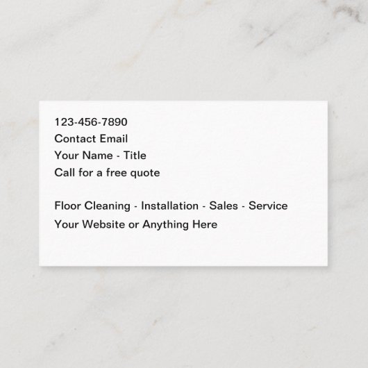 Floor Cleaning And Installation Service Visitekaartje (Achterkant)
