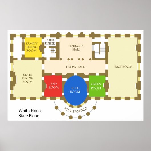 Floorplan of the White House State Floor Diagram Poster (Voorkant)