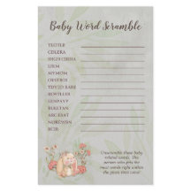  Floppy Bunny Floral Baby shower Word spel