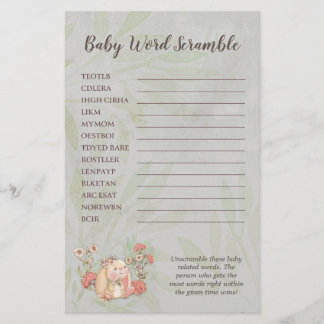Floppy Bunny Floral Baby shower Word spel