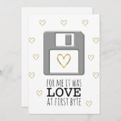 Floppy Disc Computer Liefde bij First Byte Valenti Feestdagenkaart (Voorkant / Achterkant)