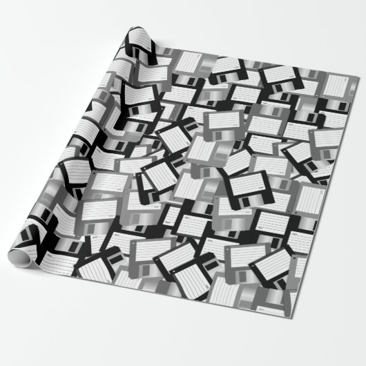 Floppy Disk Computer Science Engineer Monotone Cadeaupapier (Uitgerold)