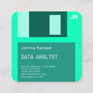 Floppy disk groene toon cyber vierkante visitekaartje