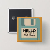 Floppy Diskette Personalized Name Badge Vierkante Button 5,1 Cm (Voorkant /achterkant)