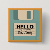 Floppy Diskette Personalized Name Badge Vierkante Button 5,1 Cm (Voorkant)