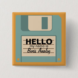 Floppy Diskette Personalized Name Badge Vierkante Button 5,1 Cm