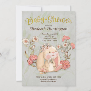  floppy konijntje bloemig Baby shower Kaart