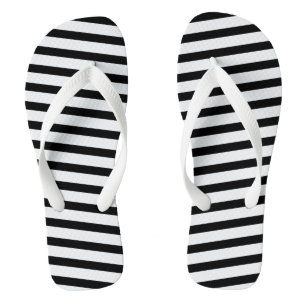 Flops à tongs adultes - Bandes noires et blanches