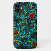 Flor virtual em azul gradiente, estilhaçada Case-Mate iPhone case (Achterkant)