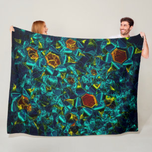 Flor virtual em azul gradiente, estilhaçada fleece deken