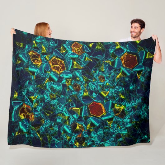 Flor virtual em azul gradiente, estilhaçada fleece deken (In situ)