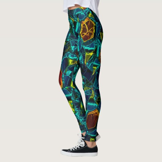 Flor virtual em azul gradiente, estilhaçada leggings (Links)