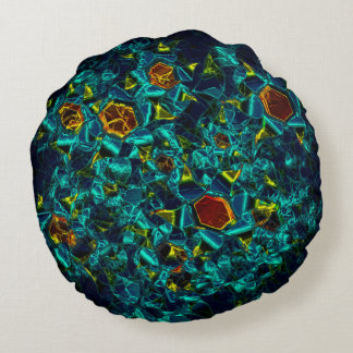 Flor virtual em azul gradiente, estilhaçada rond kussen