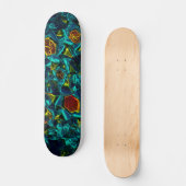 Flor virtual em azul gradiente, estilhaçada skateboard (Voorkant)