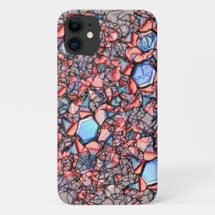 Flor virtual entalhada nas cores azul e salmão iPhone 11 hoesje