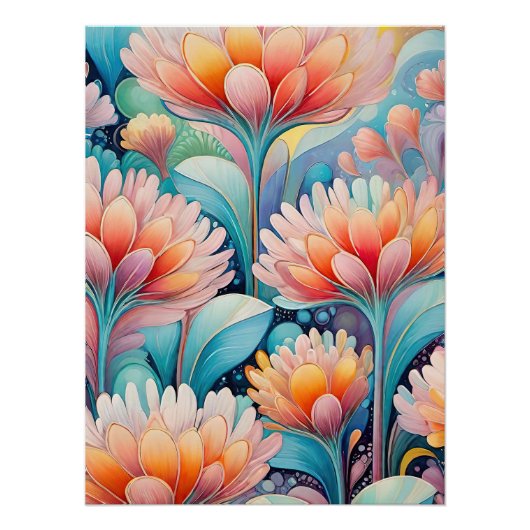 Flora 4 Floral Pastel Poster Perfect Poster (Voorkant)