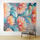 Flora 4 Floral Pastel Tapestry Wandkleed (In Situ (horizontaal))