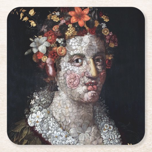 Flora, Arcimboldo Vierkante Kartonnen Onderzetter (Voorkant)