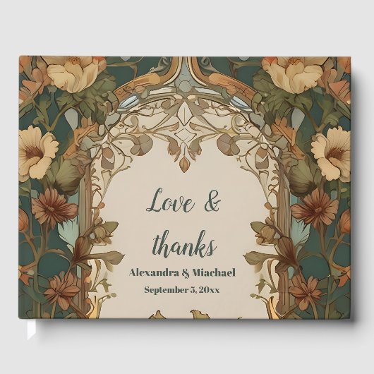 Flora  Art Nouveau bruiloft Gastenboek (Voorkant)