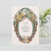 Flora Art Nouveau bruiloft Kaart (Staand voorkant)