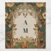 Flora Art Nouveau bruiloft Wijn Etiket (Enkel label)