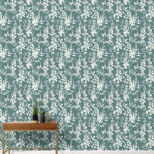 Flora behang in turquoise en wit 