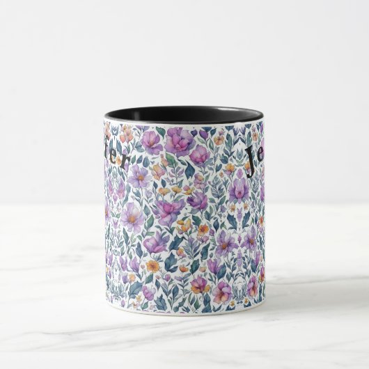 Flora Bloemen Waterverf Vector Witte Koffie Mok (Midden)