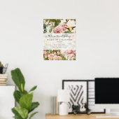  flora Blush roze vogels Welkom bij huwelijk Poster (Thuiskantoor)
