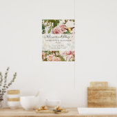  flora Blush roze vogels Welkom bij huwelijk Poster (Keuken)